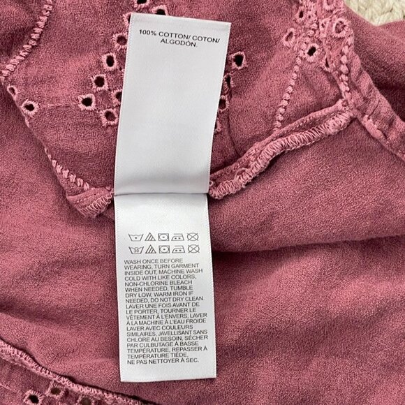 Lucky Brand SMALL Rose Eyelet Lace Loose/Oversized Lightweight Prairie Blouse - Picture 4 of 5